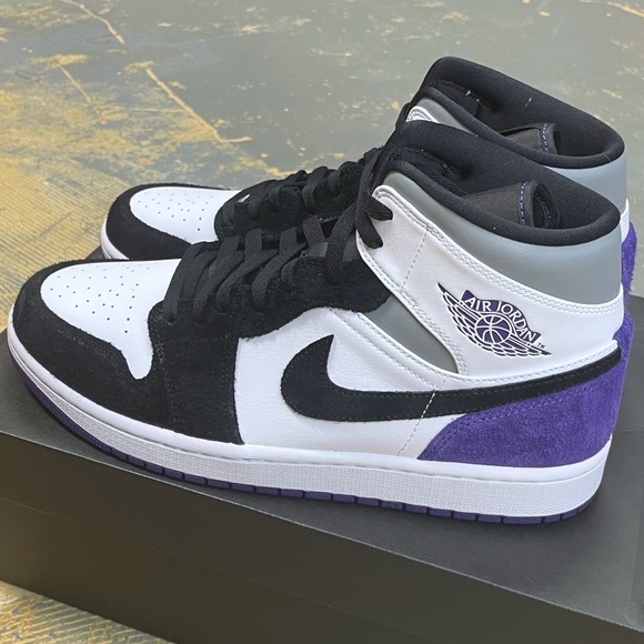 Nike Air Jordan 1 Mid SE Court Black Toe 852542-105 10 Purple - Picture 7 of 10